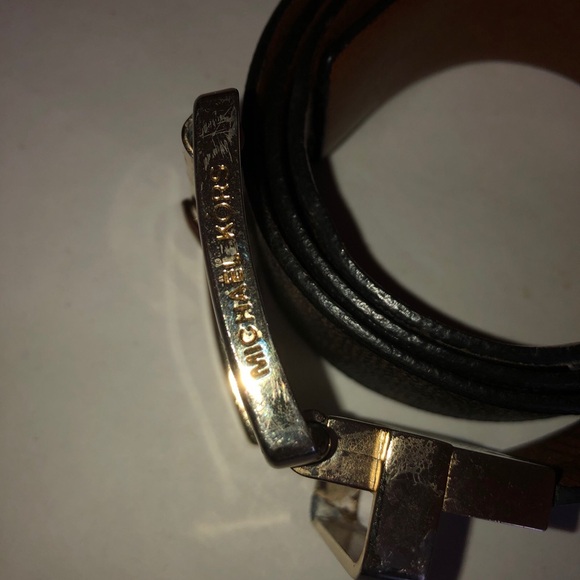 Michael Kors Signature Monogram Logo Belt Women’s Square Buckle Brown Authentic - Picture 2 of 12